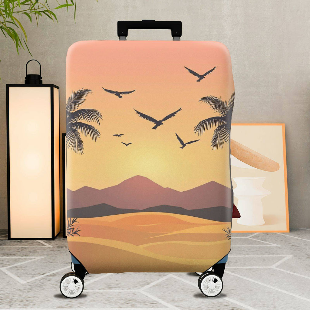 1-Piece Sunset Beach Tropical Birds Mountain Landscape Nature Scene  Suitcase Luggage Cover, Stretch Protective Sleeve