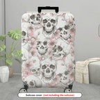 1-Piece Skull Floral Pink Gray Pattern Stylish Luggage  Suitcase Luggage Cover, Stretch Protective Sleeve