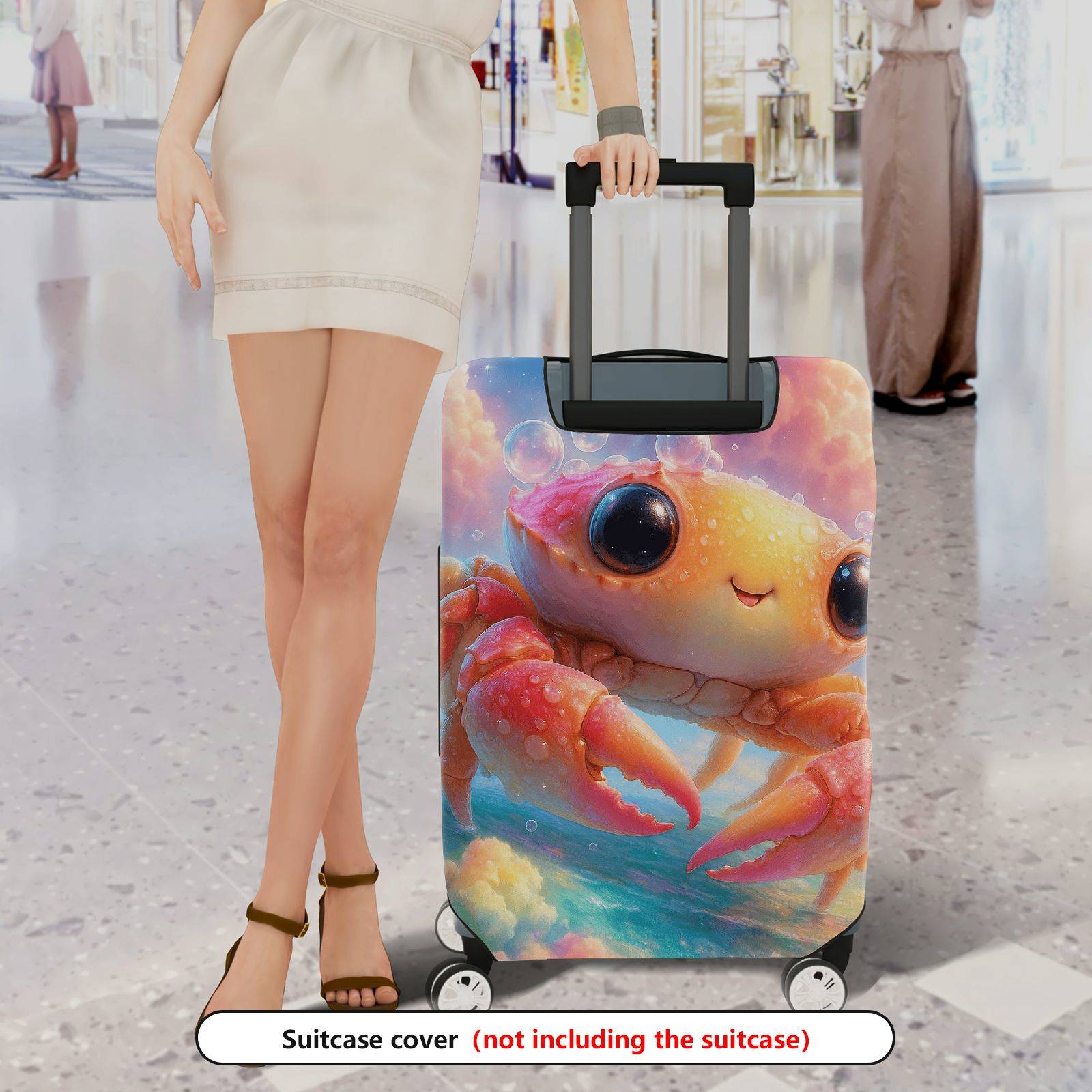1-Piece Cute  Crab Bubble Sea Sky Blue  Suitcase Luggage Cover, Stretch Protective Sleeve