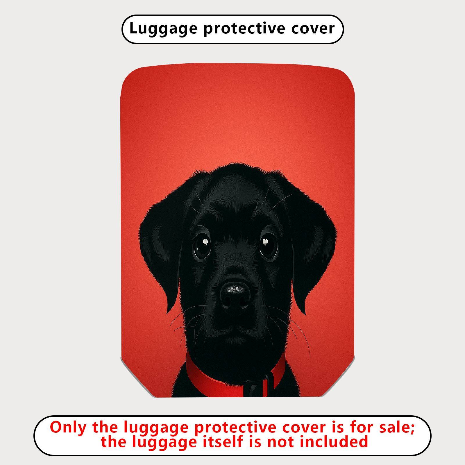 1-Piece Cute Black Dog Red Background Animal Art Pet  Suitcase Luggage Cover, Stretch Protective Sleeve