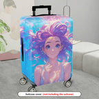 1-Piece Anime Art Colorful Abstract Fantasy Girl  Suitcase Luggage Cover, Stretch Protective Sleeve