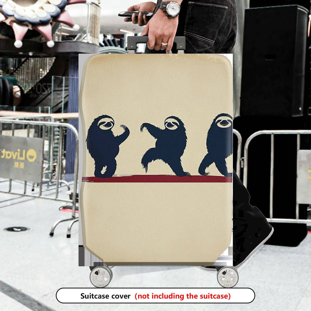 1-Piece Sloth Dance Pattern Fun Cute Animal  Art Beige  Suitcase Luggage Cover, Stretch Protective Sleeve