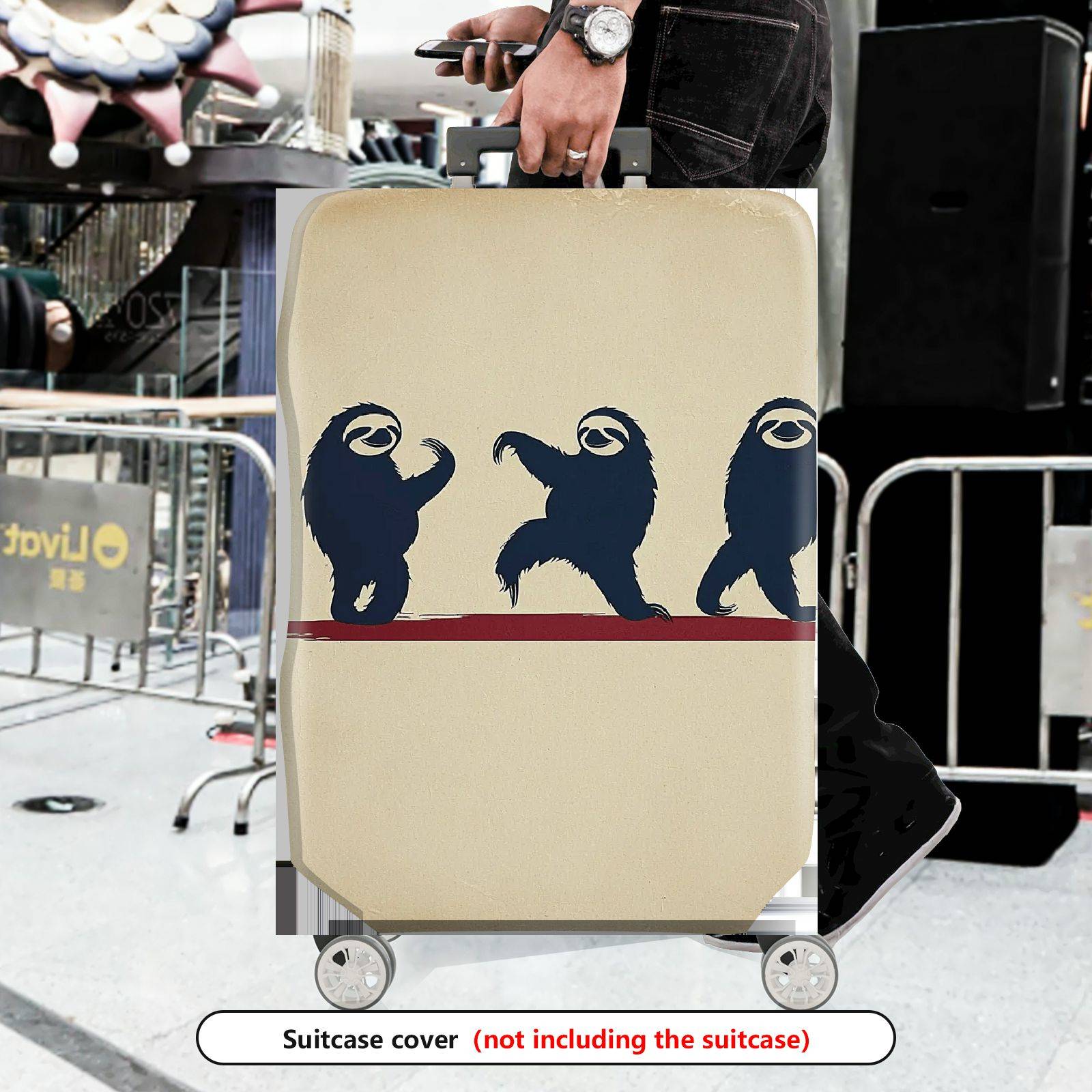 1-Piece Sloth Dance Pattern Fun Cute Animal  Art Beige  Suitcase Luggage Cover, Stretch Protective Sleeve