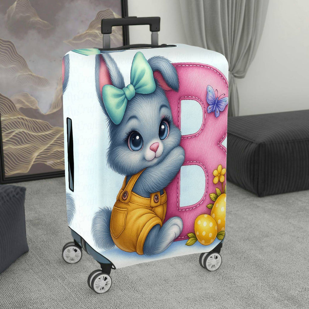 1-Piece Cute Rabbit Easter Art Colorful Decorative  Suitcase Luggage Cover, Stretch Protective Sleeve