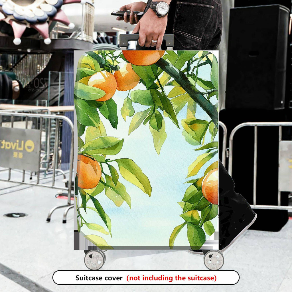 1-Piece Orange Fruit Tree Leaf Nature Travel Holiday  Suitcase Luggage Cover, Stretch Protective Sleeve