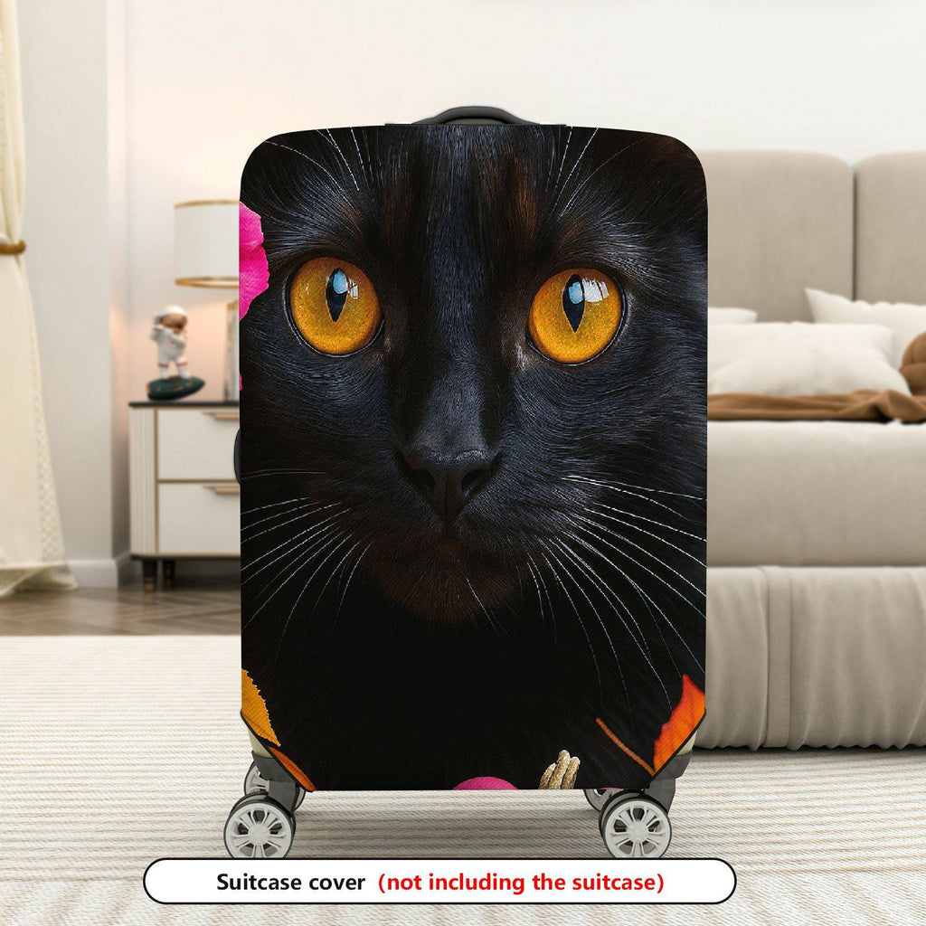 1-Piece Cat Flower Autumn Colorful Artistic Cute  Suitcase Luggage Cover, Stretch Protective Sleeve