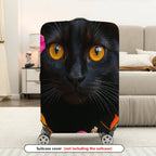 1-Piece Cat Flower Autumn Colorful Artistic Cute  Suitcase Luggage Cover, Stretch Protective Sleeve