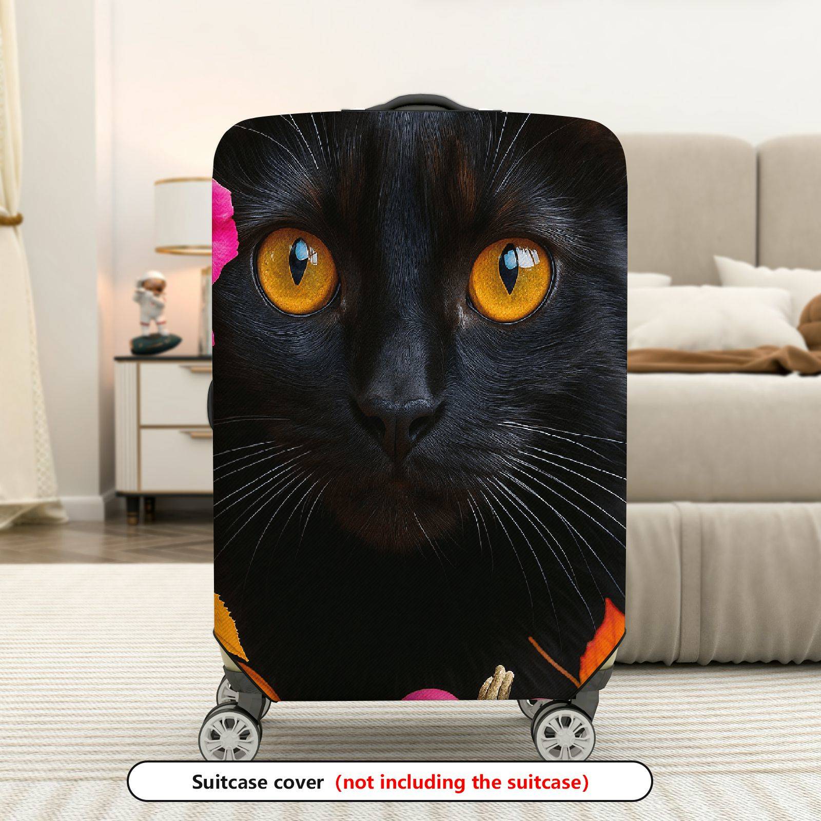 1-Piece Cat Flower Autumn Colorful Artistic Cute  Suitcase Luggage Cover, Stretch Protective Sleeve