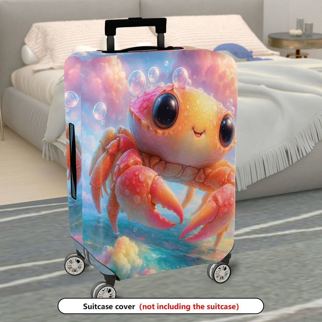 1-Piece Cute  Crab Bubble Sea Sky Blue  Suitcase Luggage Cover, Stretch Protective Sleeve