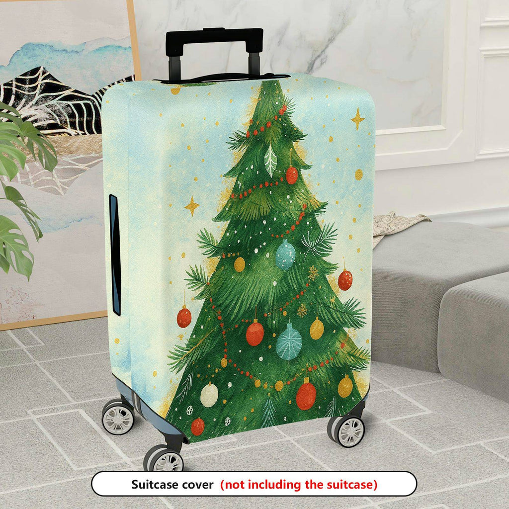 1-Piece Christmas Tree Decorative Festive Holiday Colorful  Suitcase Luggage Cover, Stretch Protective Sleeve