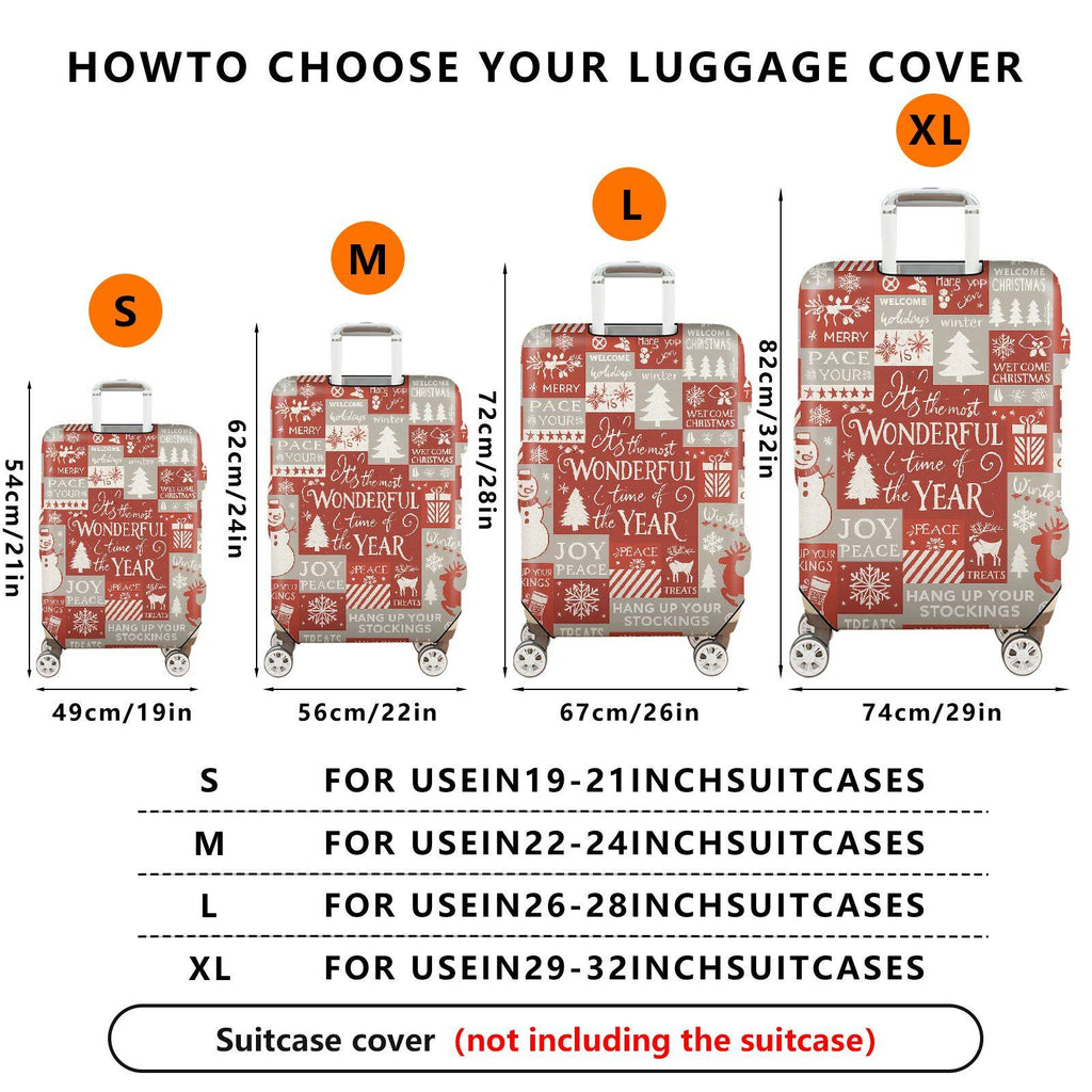 1-Piece Christmas Holiday Winter Snowflake Tree Reindeer  Suitcase Luggage Cover, Stretch Protective Sleeve