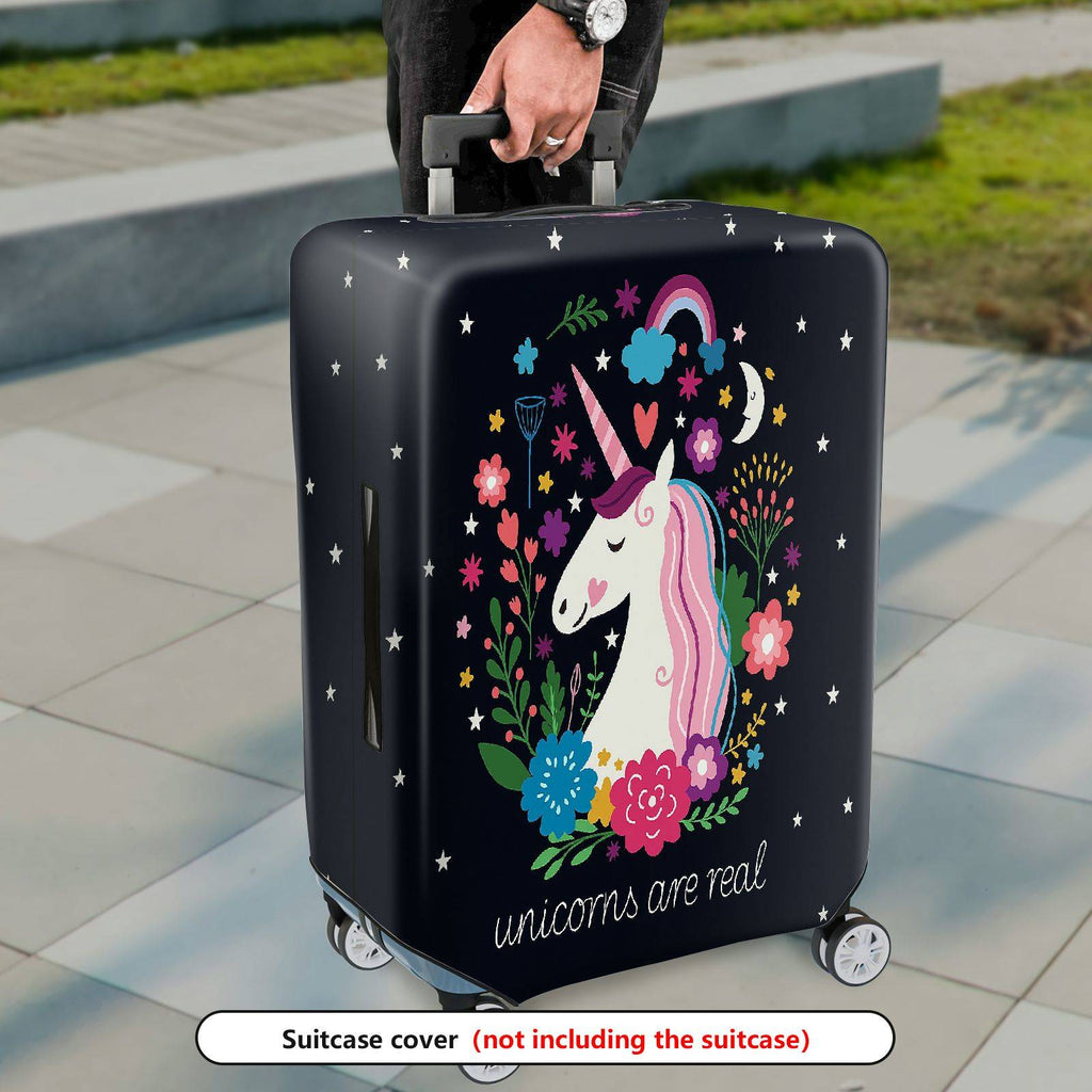 1-Piece Unicorn Floral Star Moon Heart Rainbow  Suitcase Luggage Cover, Stretch Protective Sleeve