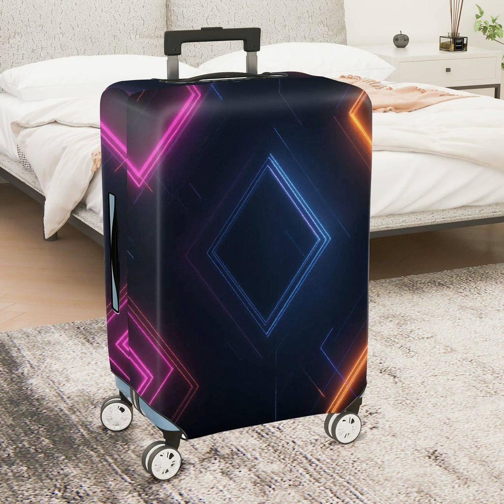 1-Piece Geometric  Diamond Pattern Colorful Glowing Abstract  Suitcase Luggage Cover, Stretch Protective Sleeve