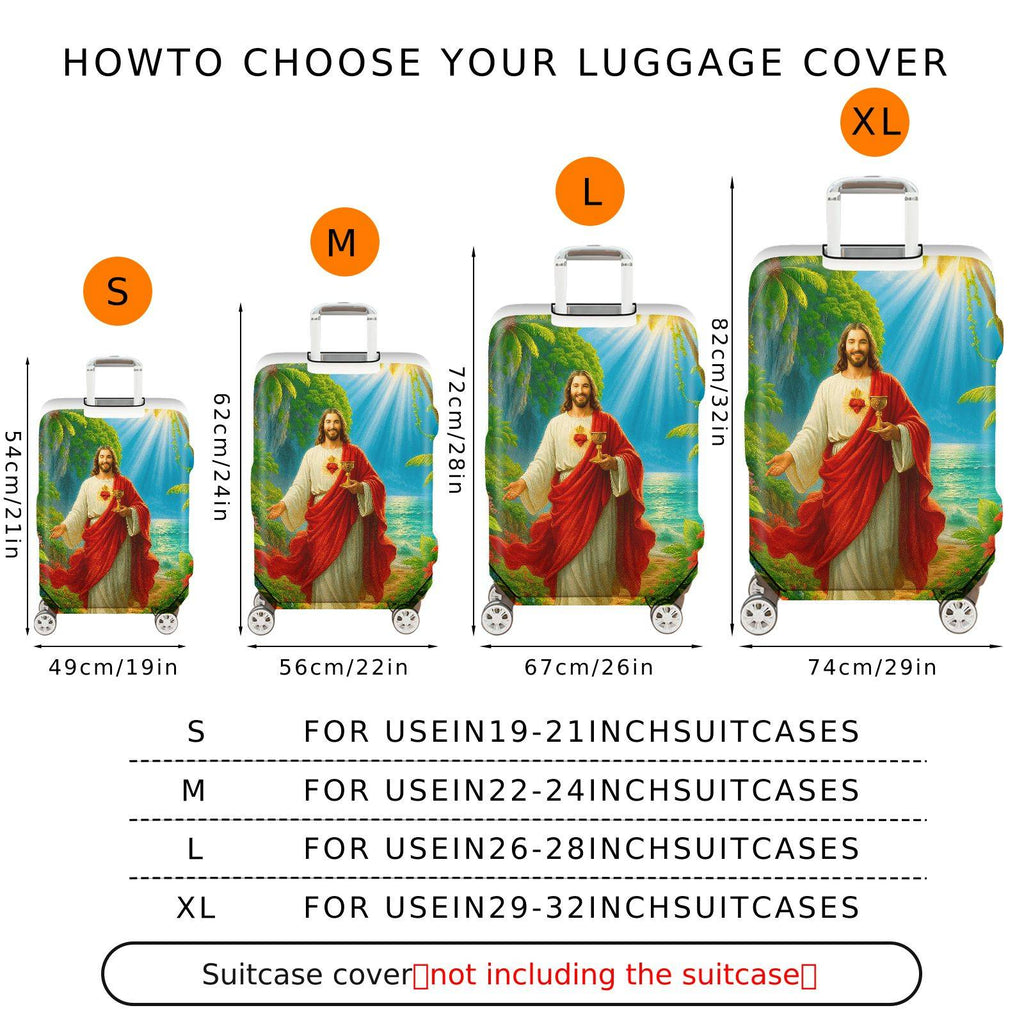 1-Piece Jesus Tropical Nature Spiritual Artistic Colorful  Suitcase Luggage Cover, Stretch Protective Sleeve