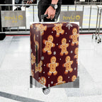 1-Piece Gingerbread Christmas Snowflake Holiday Red  Suitcase Luggage Cover, Stretch Protective Sleeve