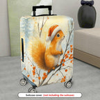 1-Piece Christmas Holiday Snow Squirrel Orange Berry  Suitcase Luggage Cover, Stretch Protective Sleeve