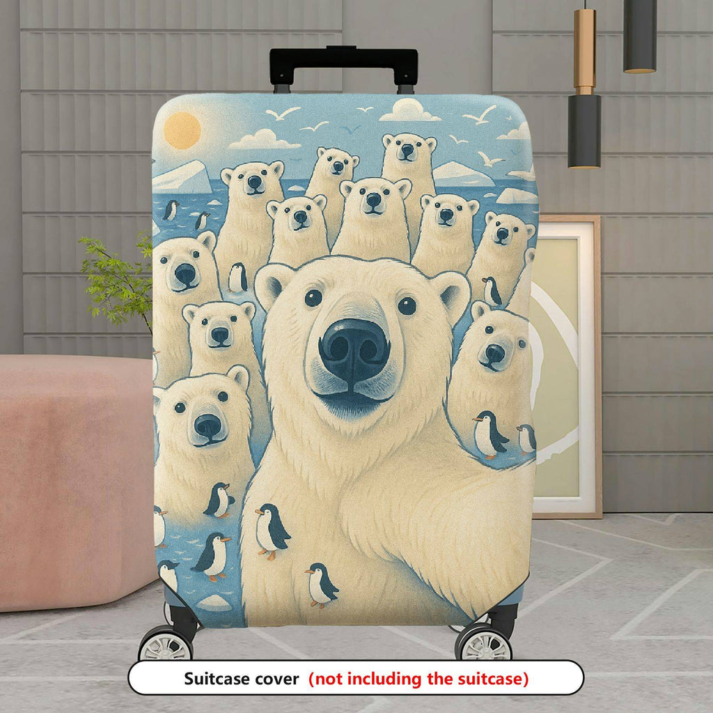 1-Piece Polar Bear Penguin Arctic Wildlife Nature Cute  Suitcase Luggage Cover, Stretch Protective Sleeve
