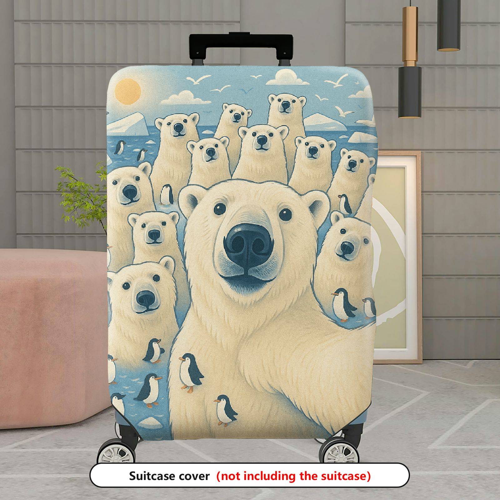 1-Piece Polar Bear Penguin Arctic Wildlife Nature Cute  Suitcase Luggage Cover, Stretch Protective Sleeve