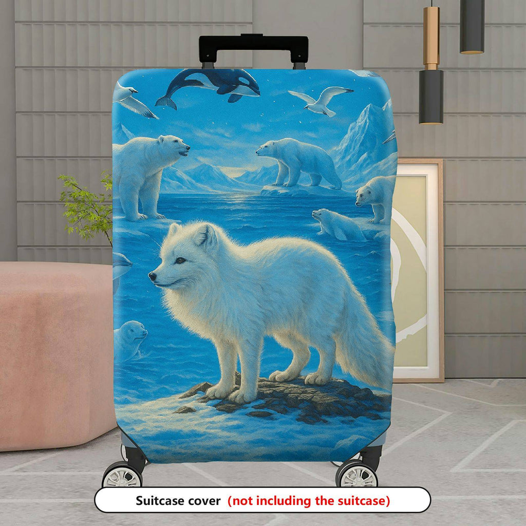1-Piece Arctic Animals Ocean Landscape Wildlife Icebergs Winter  Suitcase Luggage Cover, Stretch Protective Sleeve