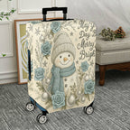 1-Piece Snowman Winter Holiday Christmas Floral Star  Suitcase Luggage Cover, Stretch Protective Sleeve