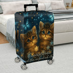 1-Piece Starry Night Cat Butterfly Floral Romantic  Suitcase Luggage Cover, Stretch Protective Sleeve