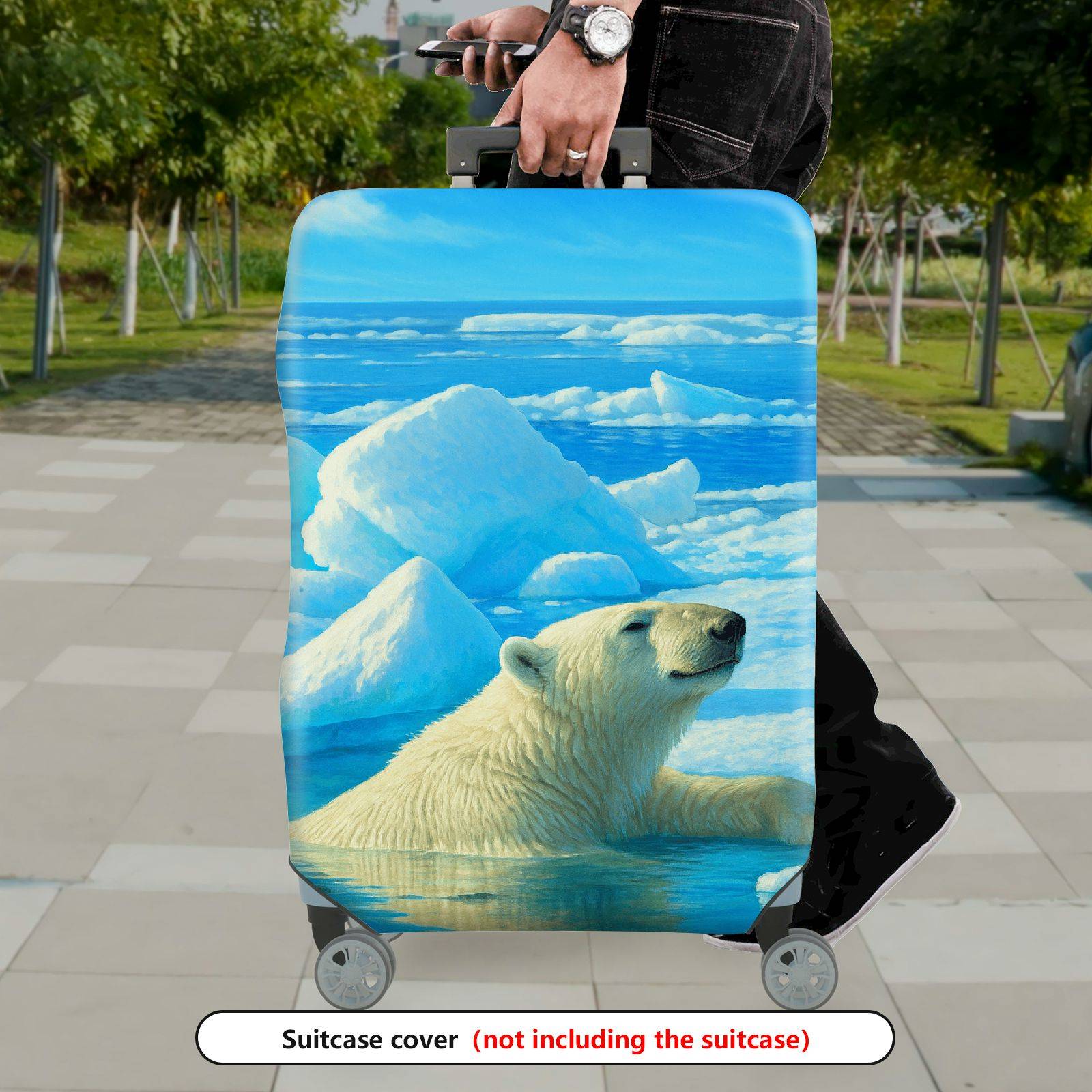1-Piece Arctic Polar Bear Ice Ocean Scenery Nature  Suitcase Luggage Cover, Stretch Protective Sleeve