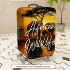 1-Piece African Wildlife Elephant Nature Sunset Tree Safari  Suitcase Luggage Cover, Stretch Protective Sleeve