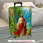 1-Piece Jesus Tropical Nature Spiritual Artistic Colorful  Suitcase Luggage Cover, Stretch Protective Sleeve