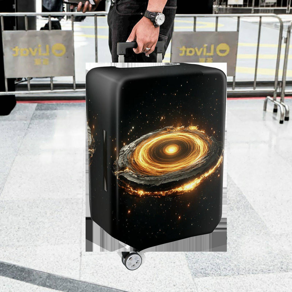 1-Piece Cosmic Galaxy Nebula Starry Night Luminous Black  Suitcase Luggage Cover, Stretch Protective Sleeve