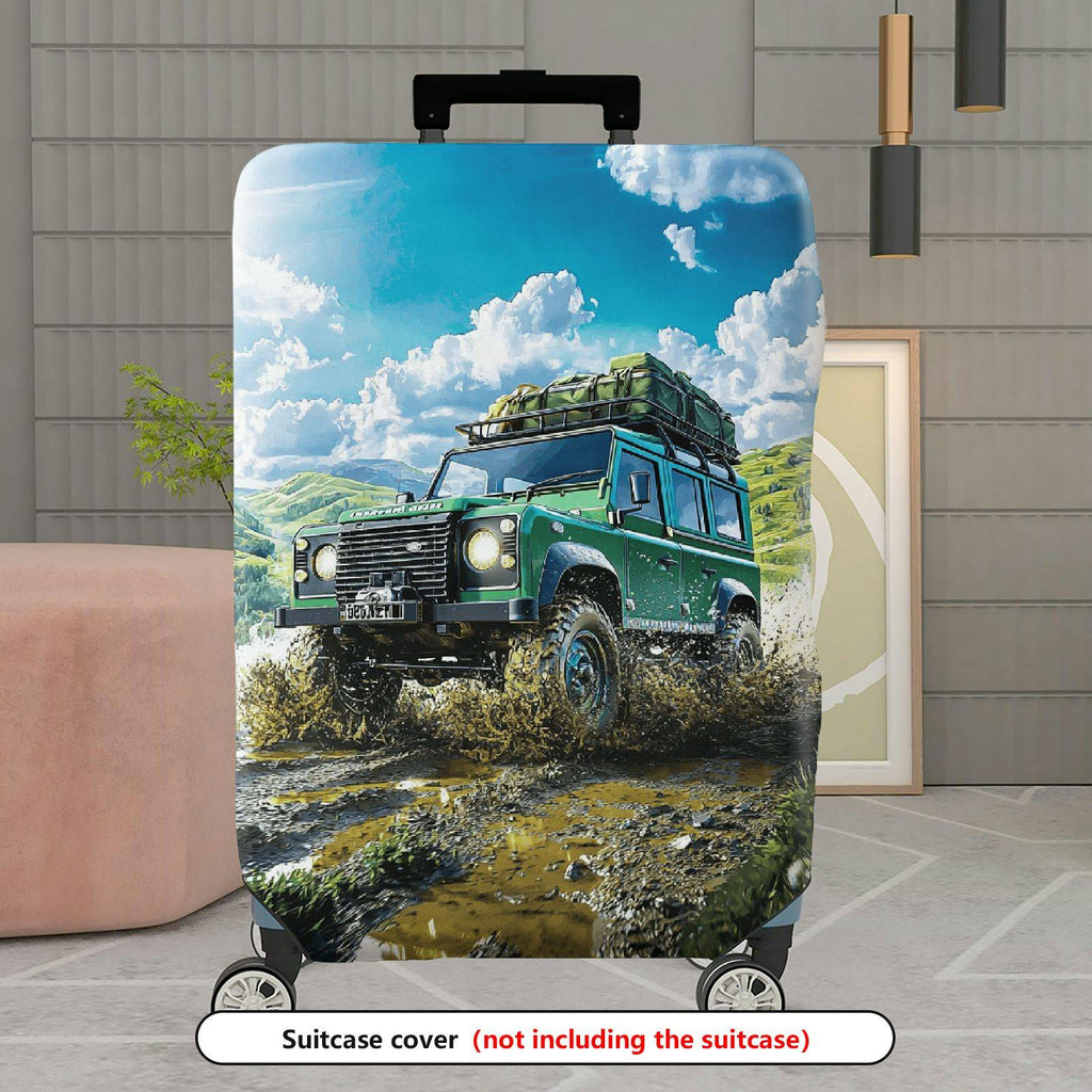 1-Piece Adventure Off-road Scenic Nature Travel Land Rover  Suitcase Luggage Cover, Stretch Protective Sleeve