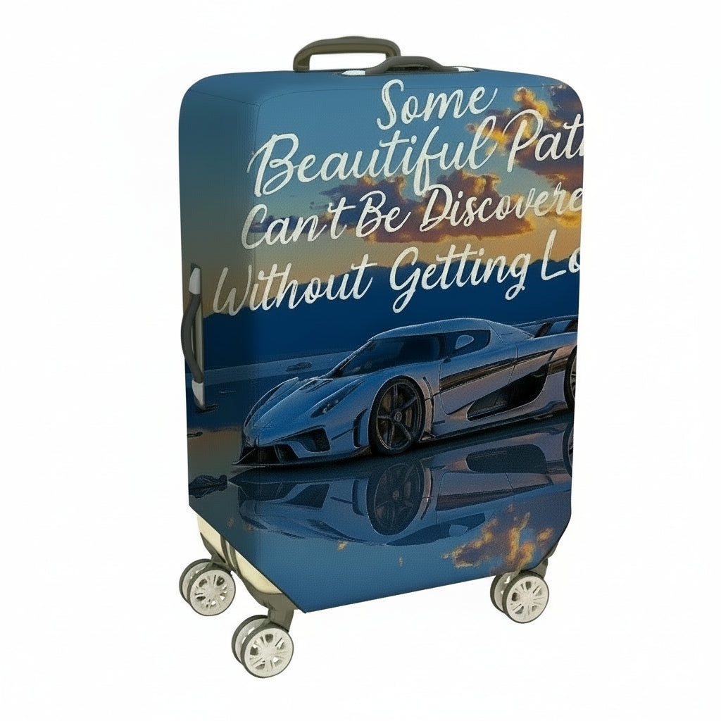 1-Piece Artistic Inspirational Car Scenic Quote  Suitcase Luggage Cover, Stretch Protective Sleeve