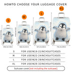 1-Piece Cute Winter Snow Penguin Snowflake Animal  Suitcase Luggage Cover, Stretch Protective Sleeve