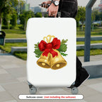 1-Piece Christmas Bell Red Bow Holiday Festive Elegant  Suitcase Luggage Cover, Stretch Protective Sleeve