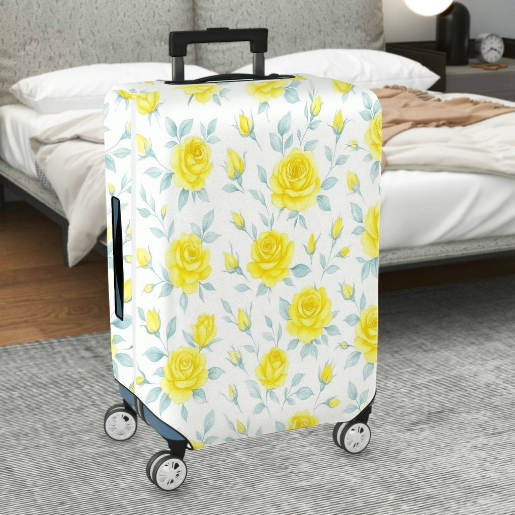 1-Piece Yellow Rose Floral Pattern Elegant Stylish Bright Cheerful  Suitcase Luggage Cover, Stretch Protective Sleeve