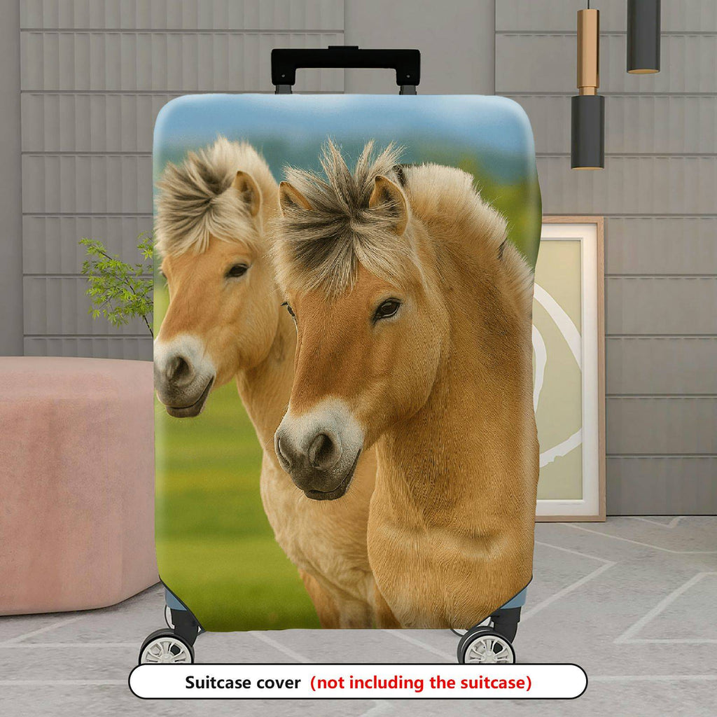 1-Piece Horse Nature Landscape Animal Wildlife Green  Suitcase Luggage Cover, Stretch Protective Sleeve
