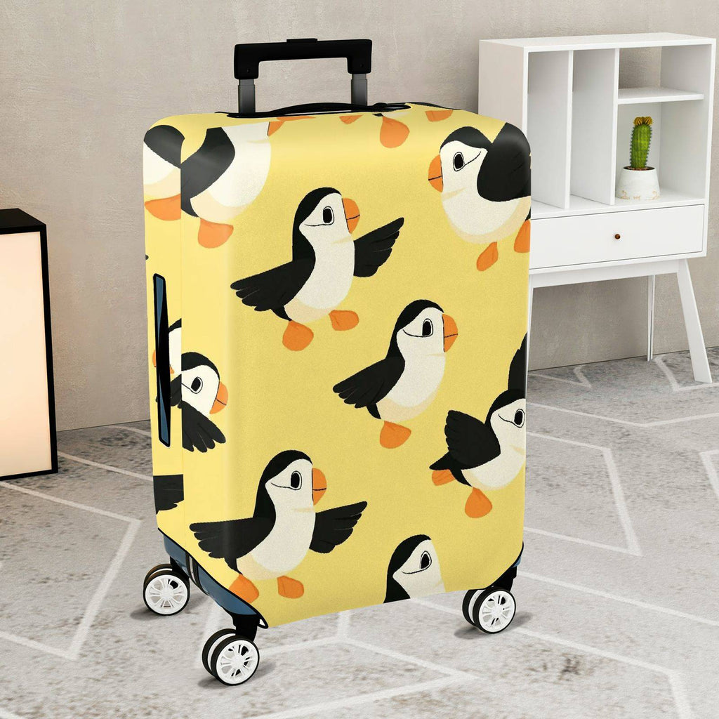 1-Piece Animal Puffin Yellow Vibrant Fun  Suitcase Luggage Cover, Stretch Protective Sleeve
