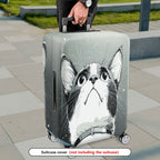 1-Piece Cute Cat Print Artistic Monochrome Stylish Graphic Unique  Suitcase Luggage Cover, Stretch Protective Sleeve
