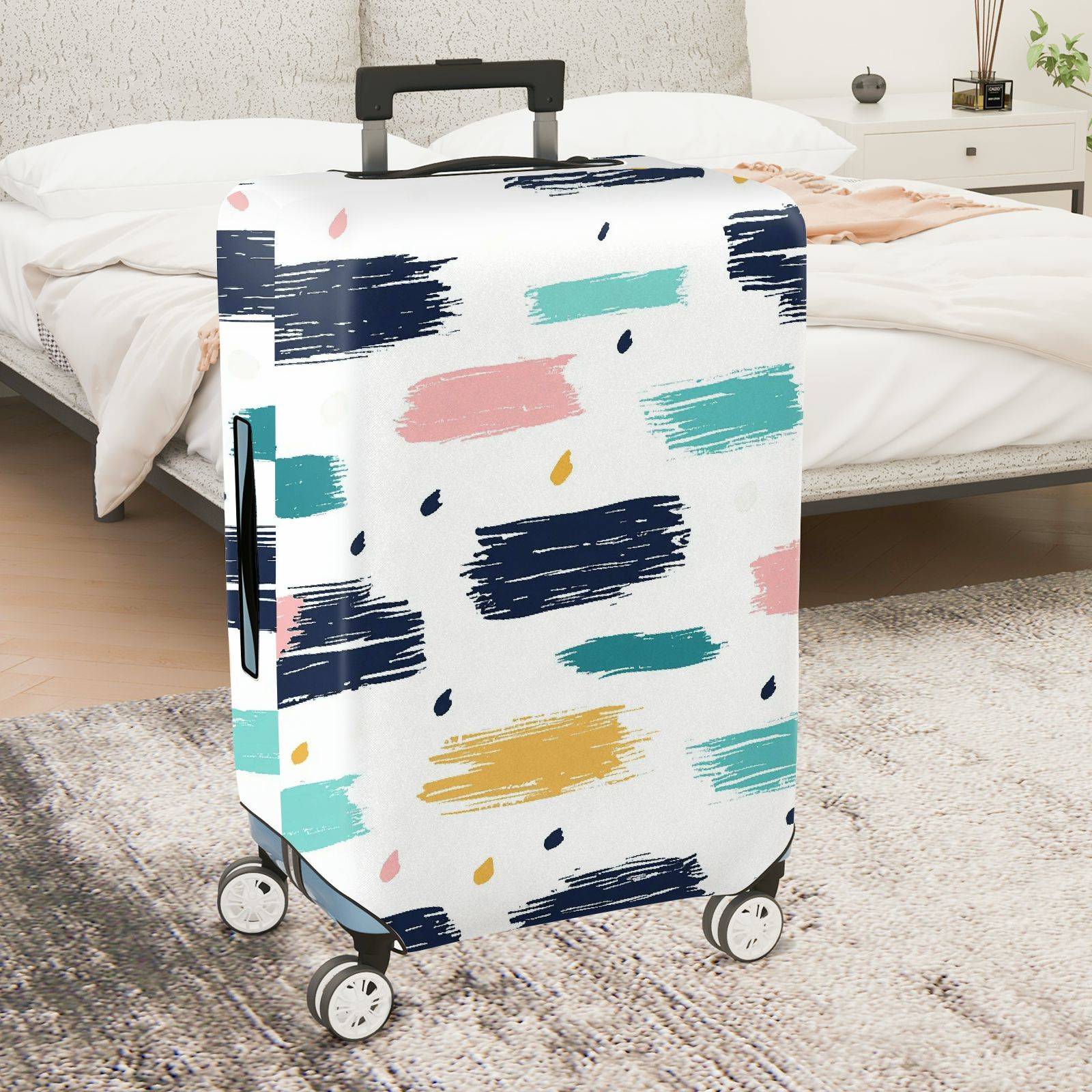 1-Piece Abstract Colorful Brushstroke Artistic Pattern  Suitcase Luggage Cover, Stretch Protective Sleeve