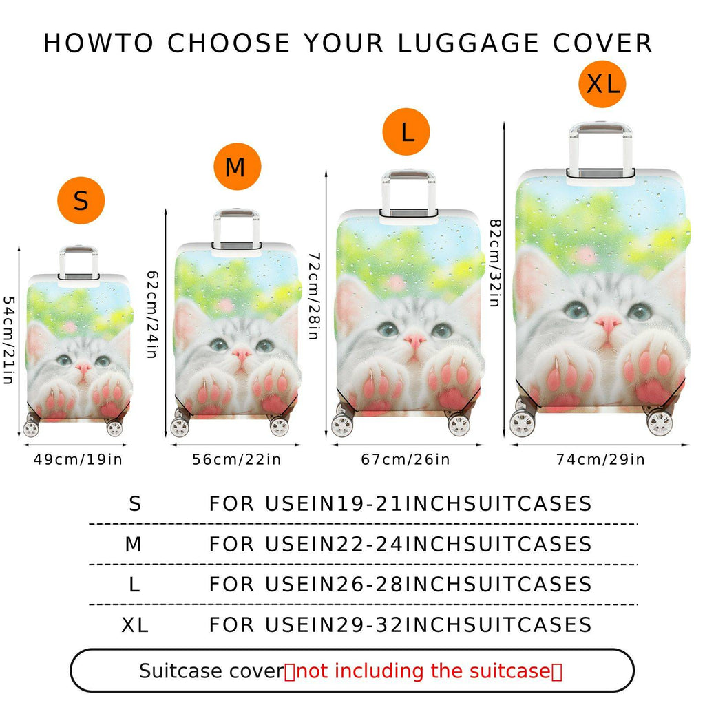 1-Piece Cute Cat Paw Rain Drop Nature Art Colorful  Suitcase Luggage Cover, Stretch Protective Sleeve