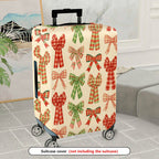 1-Piece Plaid Bow Knot Pattern Ribbon Checkered Holiday Chic  Suitcase Luggage Cover, Stretch Protective Sleeve
