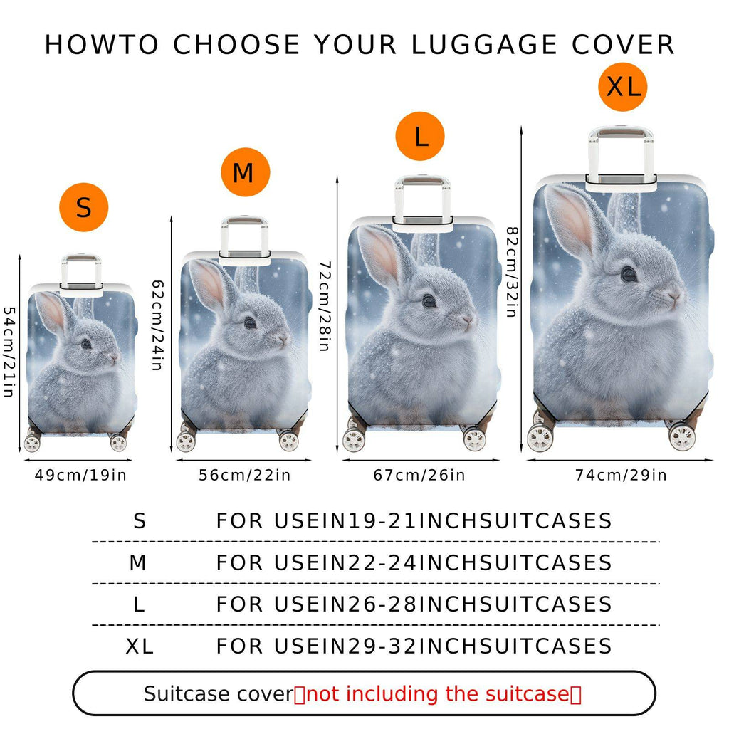 1-Piece Cute Rabbit Snow Winter Nature Animal  Suitcase Luggage Cover, Stretch Protective Sleeve