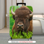 1-Piece Animal Wildlife Nature Green Buffalo Grass  Suitcase Luggage Cover, Stretch Protective Sleeve