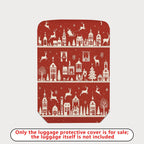 1-Piece Christmas Holiday Winter Reindeer Village Snowflakes  Suitcase Luggage Cover, Stretch Protective Sleeve