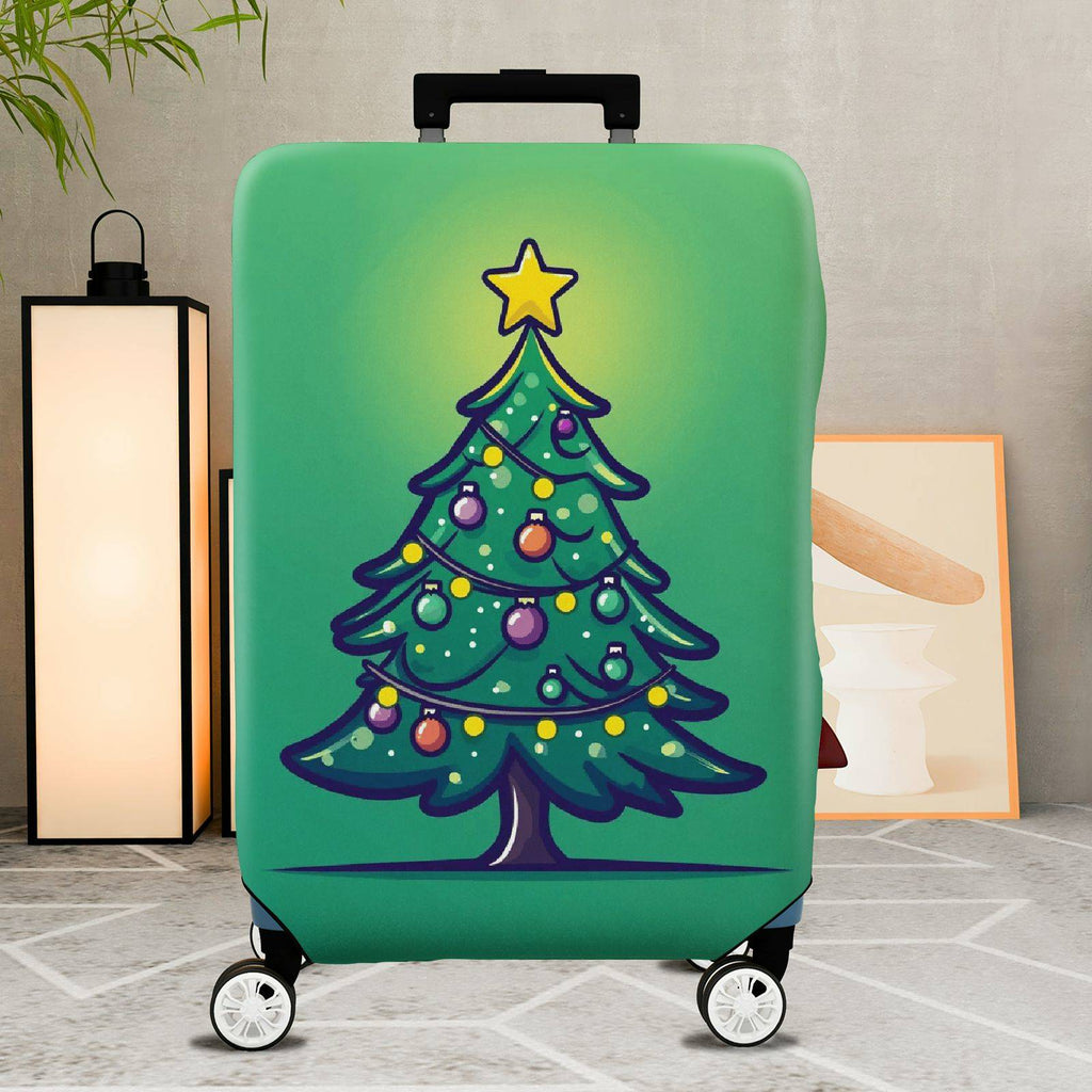 1-Piece Christmas Tree Festive Holiday Decoration Green Cheerful  Suitcase Luggage Cover, Stretch Protective Sleeve