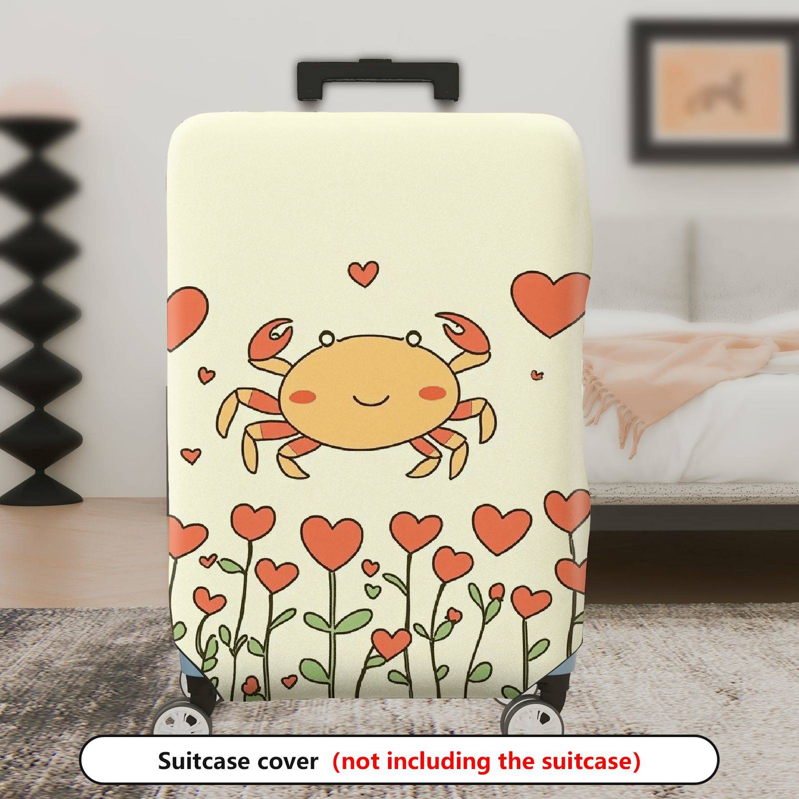 1-Piece Cute  Crab Love Heart Flower Pattern  Suitcase Luggage Cover, Stretch Protective Sleeve