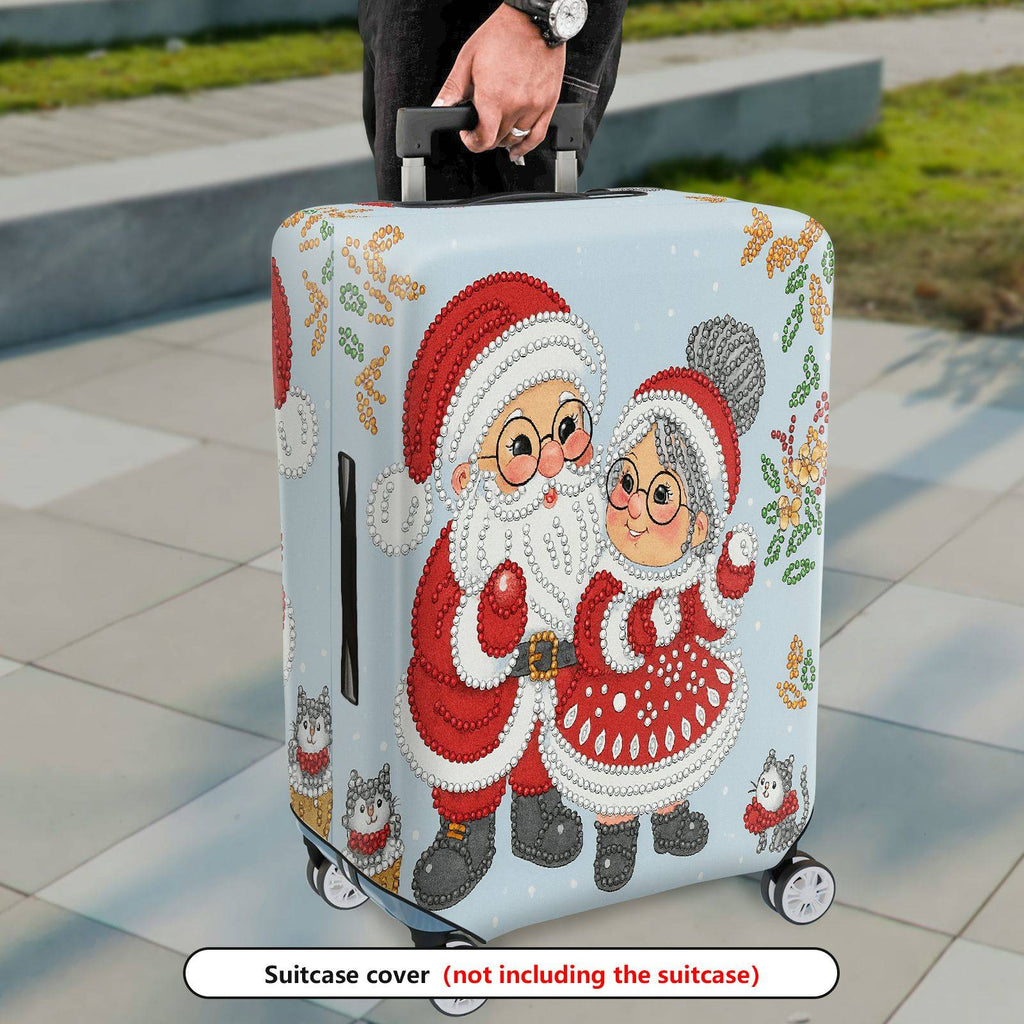 1-Piece Santa Claus Reindeer Snowflakes Holiday Christmas  Suitcase Luggage Cover, Stretch Protective Sleeve