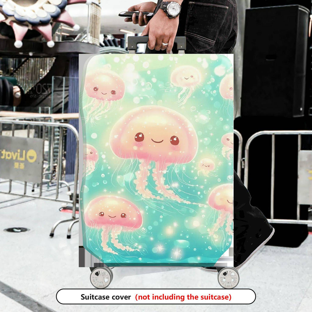 1-Piece Cute  Jellyfish Pink Ocean Fantasy Pattern  Suitcase Luggage Cover, Stretch Protective Sleeve