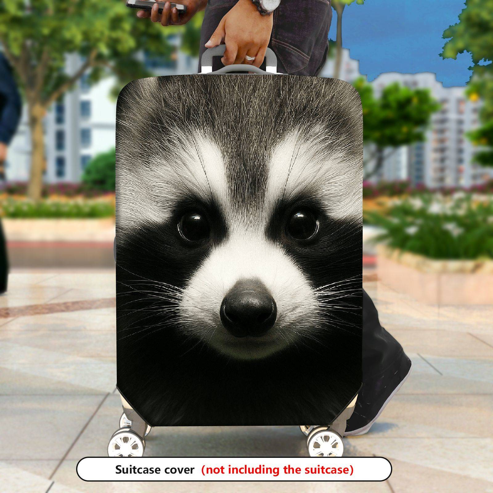 1-Piece Cute Animal Raccoon Face Wildlife Nature Fun  Suitcase Luggage Cover, Stretch Protective Sleeve