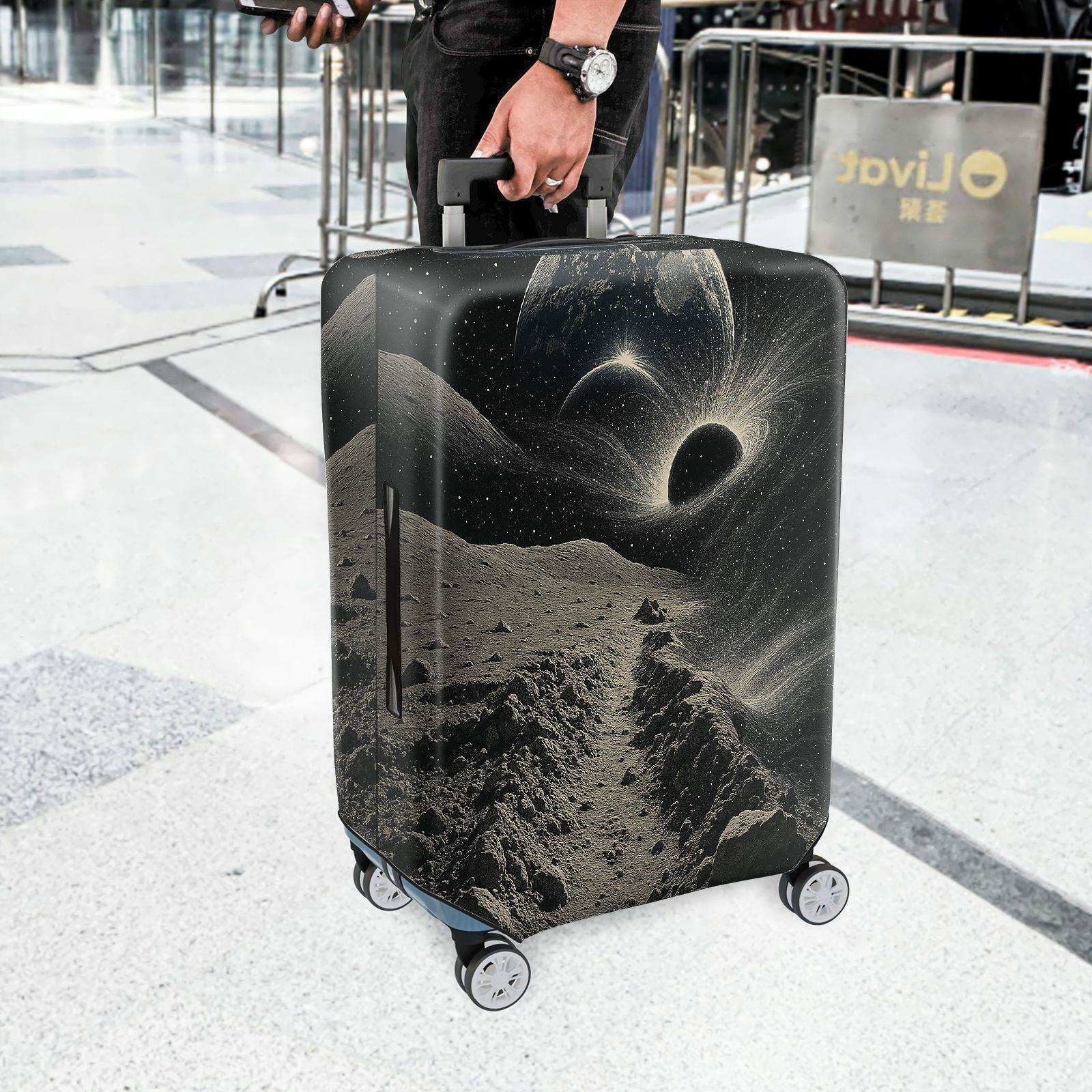 1-Piece Space Galaxy Moon Planet Astronomy Cosmic  Suitcase Luggage Cover, Stretch Protective Sleeve