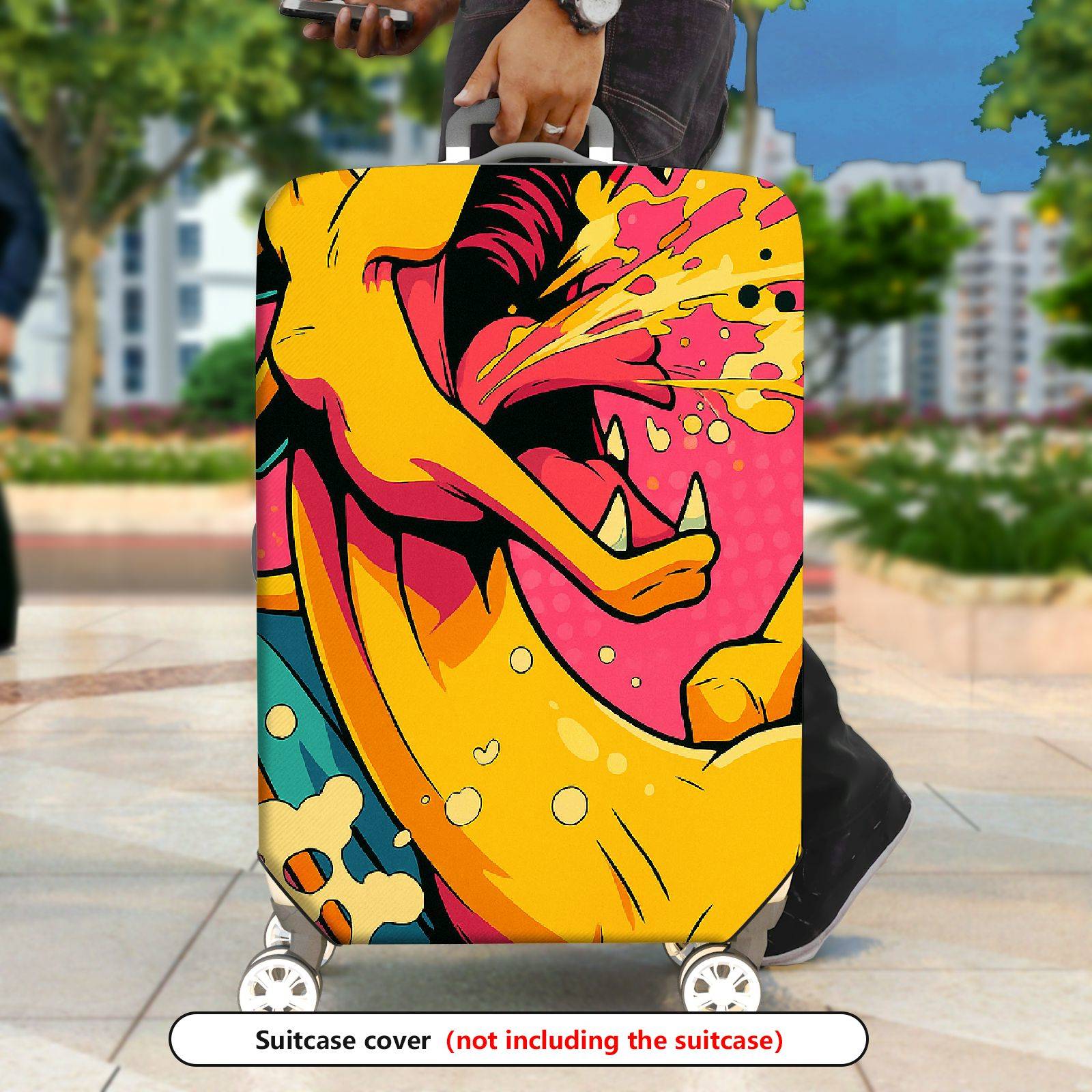 1-Piece Abstract Colorful Artistic Vibrant Dynamic Energetic  Suitcase Luggage Cover, Stretch Protective Sleeve